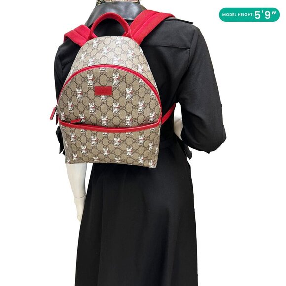 Gucci  Children\'s Printed GG Supreme Cat Canvas Backpack Red 782708 main image 4